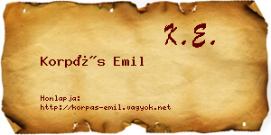 Korpás Emil névjegykártya